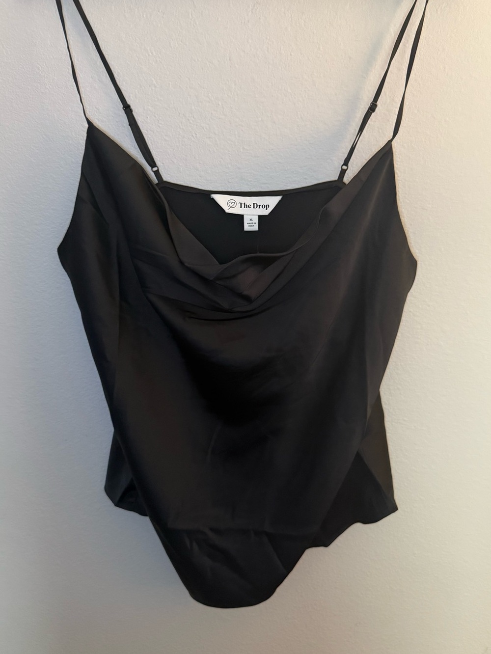 The Drop Women’s Black Satin Cowl Neck Camisole